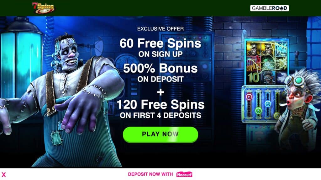 7 Spins Casino : 60 Free Spins + 500% on Deposit