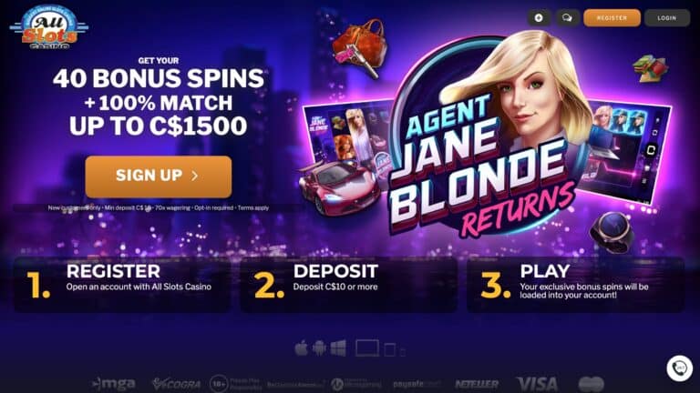 All Slots : $1500 Deposit Bonus + 40 Spins
