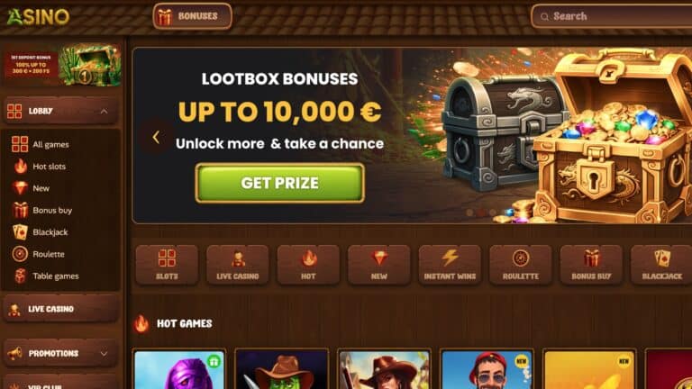 Asino Casino website screenshot
