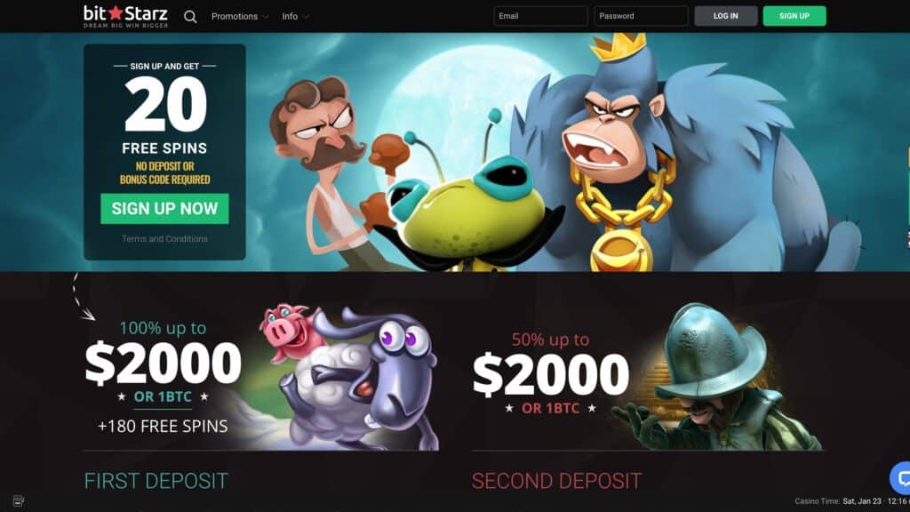 BitStarz Casino : 20 Free + 180 Spins & $500 on Deposit