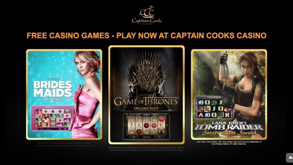 Captain Cooks Casino : $500 Bonus on 5 Deposits