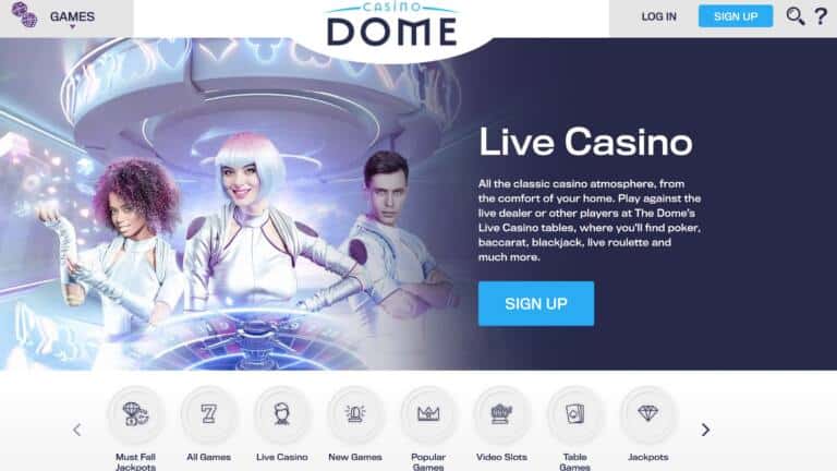 Casino Dome : 21 Free Spins + $100 Deposit Bonus