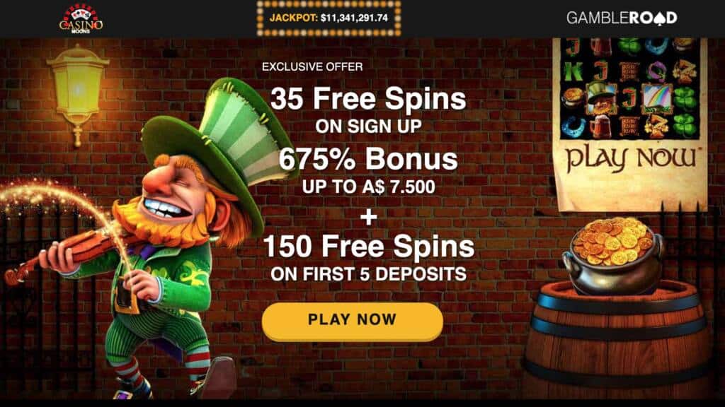 Casino Moons : 35 Free + 150 Spins & $7,500 on Deposit