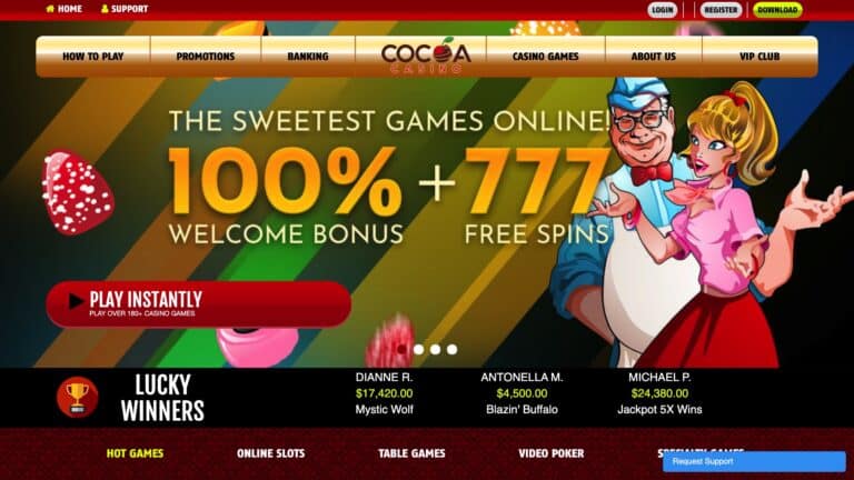 Cocoa Casino 100% up to $1,000 + 777 spins