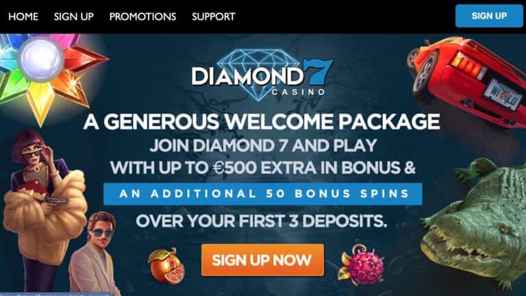 Diamond 7 Casino 25 Free Spins +€500 Bonus