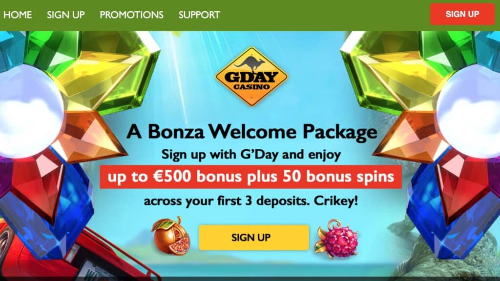 Gday Casino: Claim €500 Bonus + 50 Spins