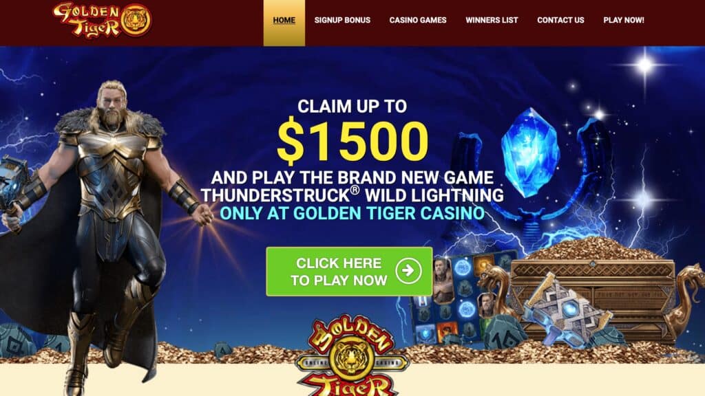Golden Tiger Casino : $1,500 on Deposit