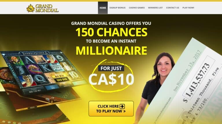 Grand Mondial Casino : 150 Spins + $250 on Deposit