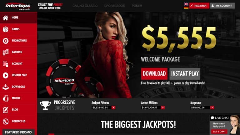 Intertops Casino : $5,555 Bonus on 4 Deposits