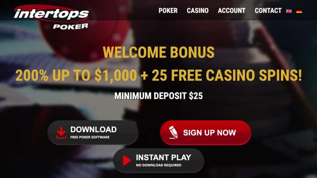 Intertops Poker : 200% Match Bonus up to $1,000