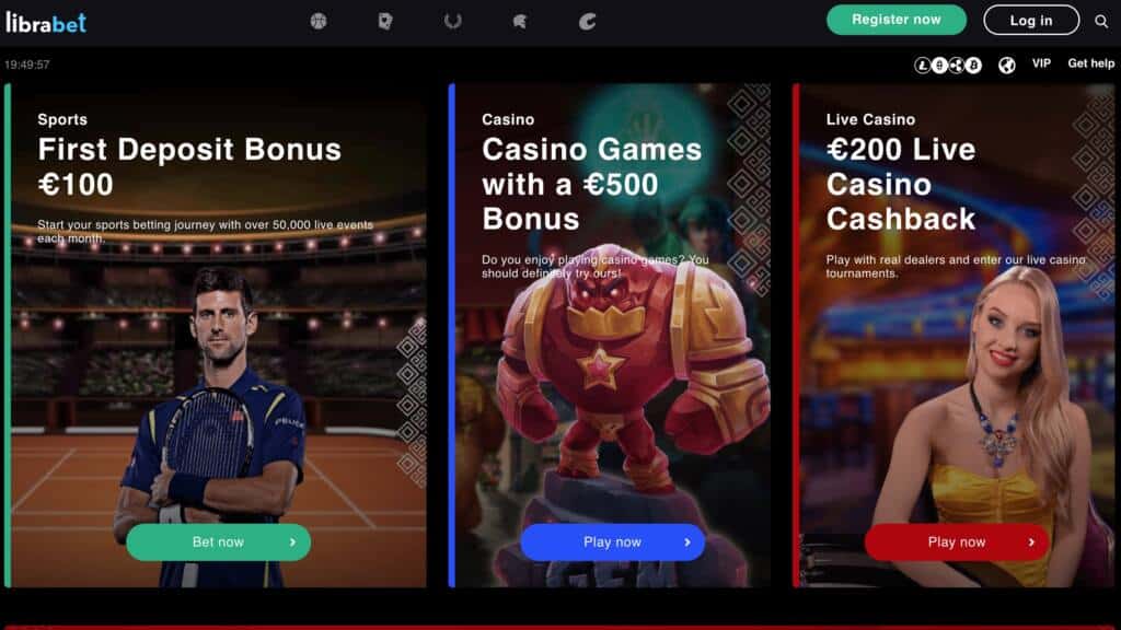 Librabet Casino : €500 Deposit Bonus + 200 FS
