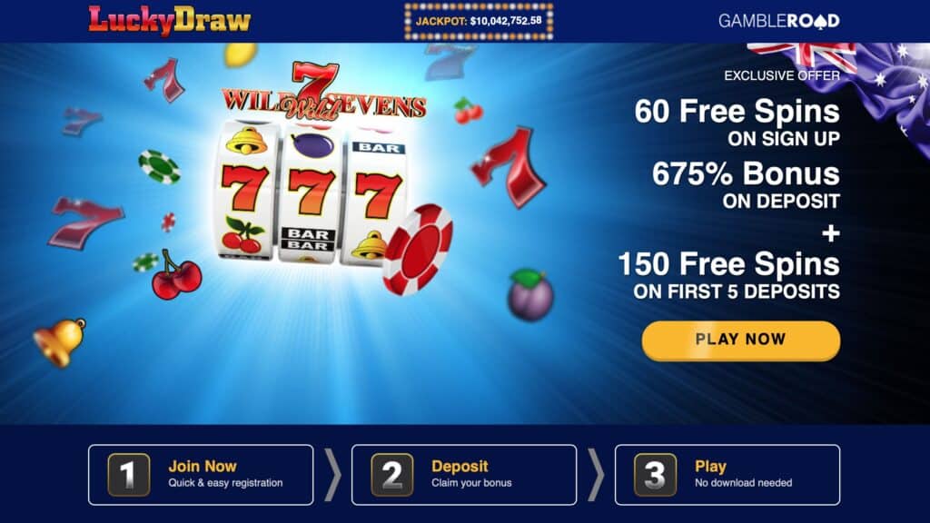 LuckyDraw Casino : 60 Free Spins + $7500 on 3 Deposits