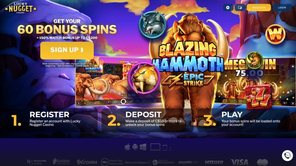 Lucky Nugget Casino Deposit Bonus : Get $200 + 60 Spins