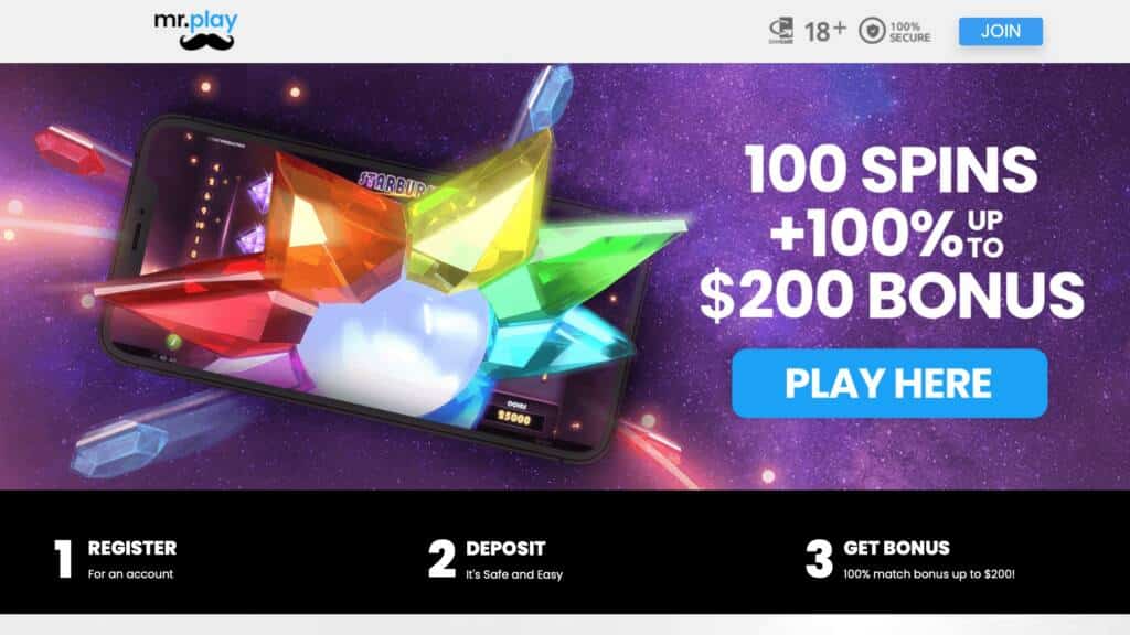Mr.Play Casino : $200 Deposit Bonus + 100 Free Spins