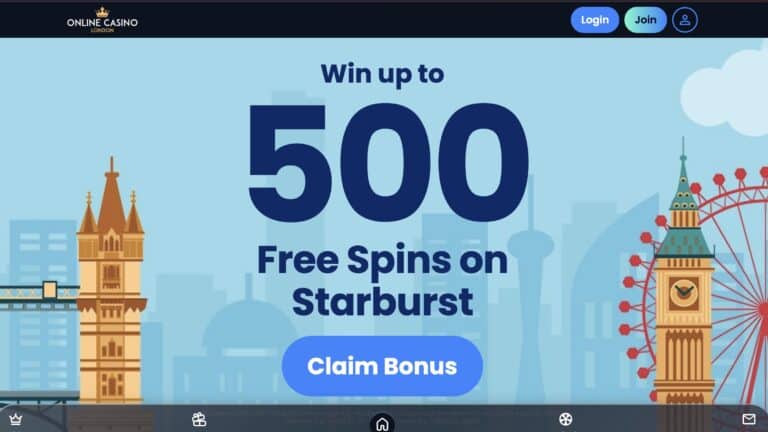 Online Casino London website screenshot