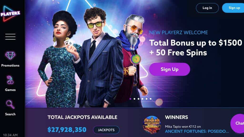 $300 Playerz Casino Welcome Bonus + 50 Free Spins