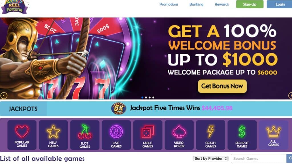 Reel Fortune Casino: up to $6000 in bonuses