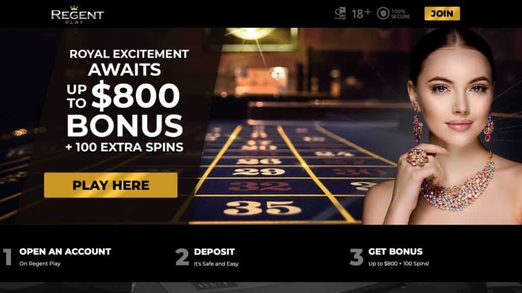 Regent Play : $800 Bonus + 100 Bonus Spins
