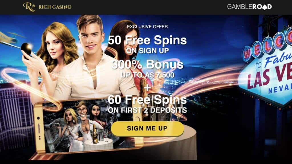 Rich Casino : 50 Free Spins + $7500 & 60 Spins on Deposit