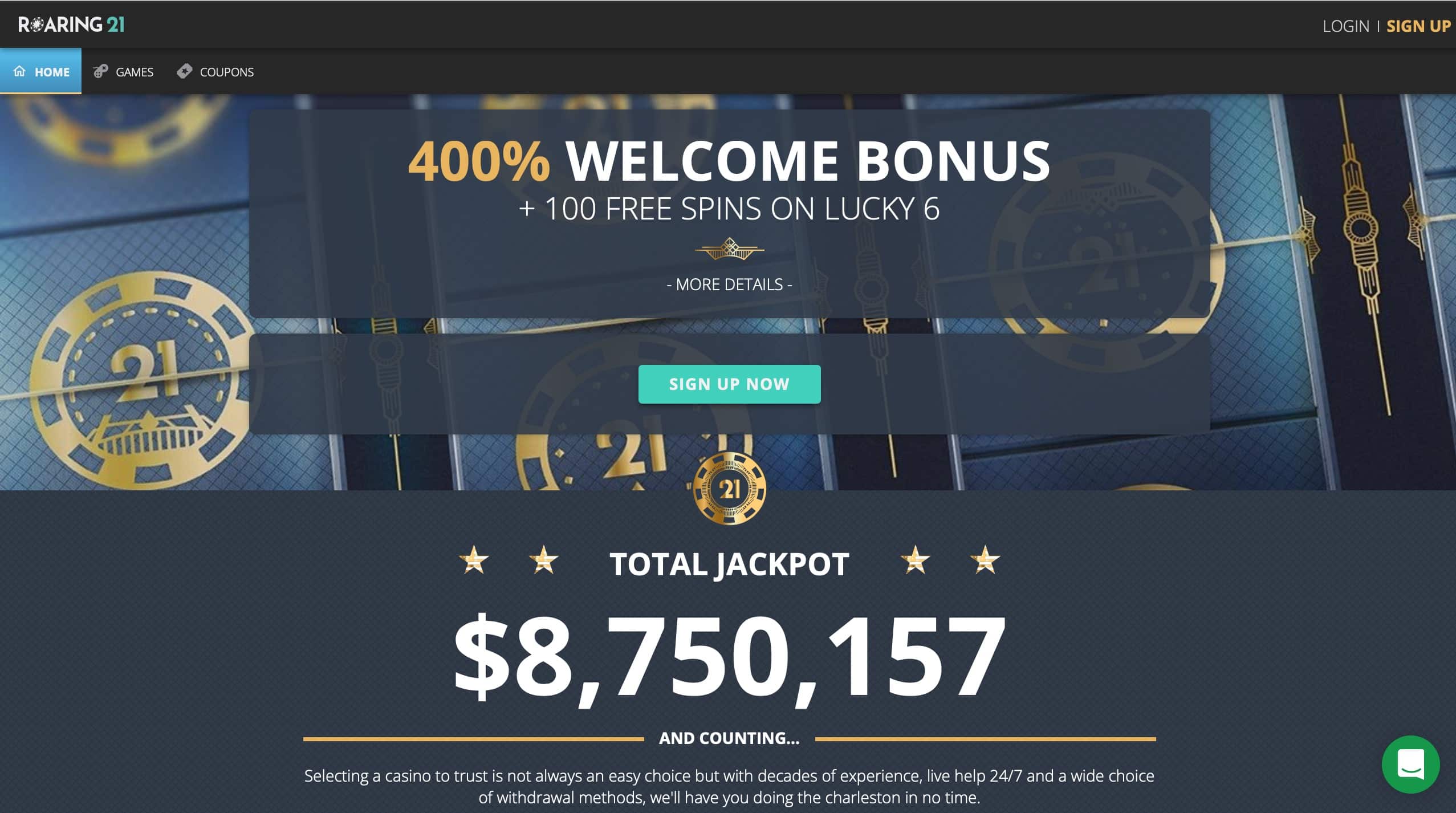 2024 Roaring 21 get 4000 Deposit Bonus GambleRoad