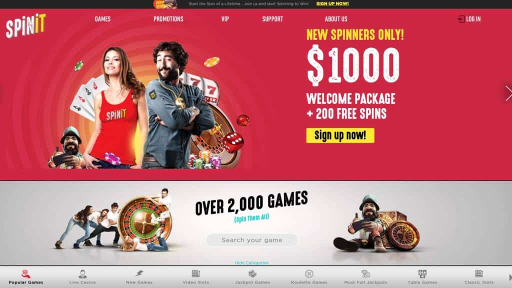SpinIt Casino : Claim $1,000 Bonus + 200 Spins on Deposit