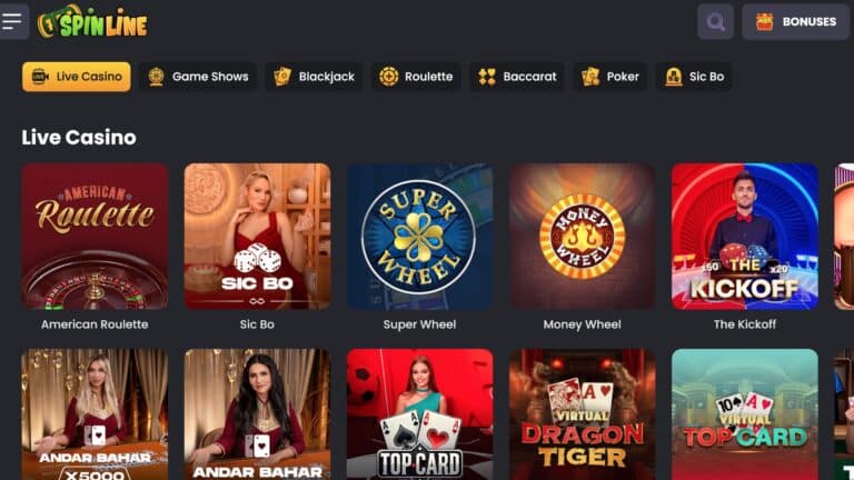 Spinline Casino website screenshot