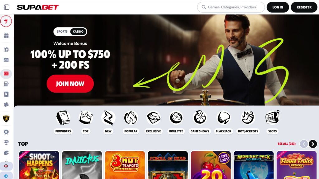 Supabet Casino website screenshot