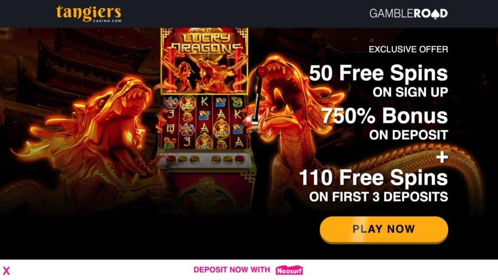 Tangiers Casino : 50 Free Spins + $7500 Deposit Bonus