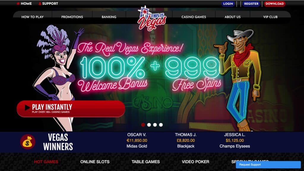 This Is Vegas Casino : 999 Spins + $1,000 on Deposit