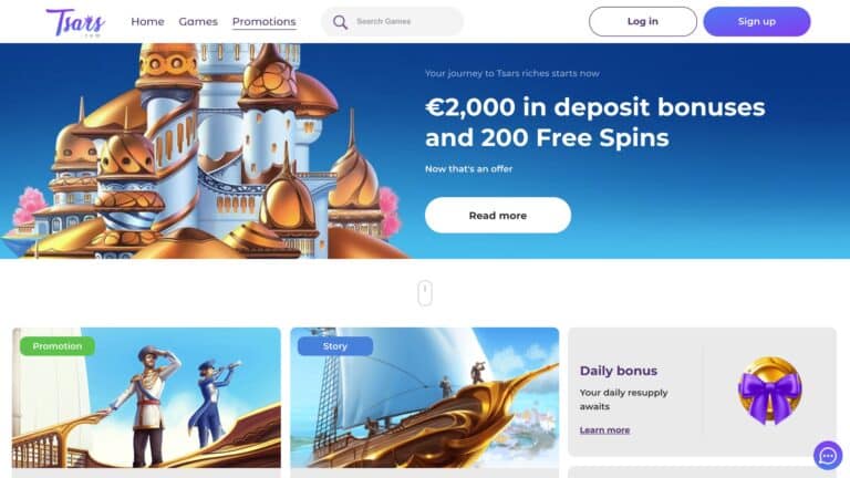 Tsars Casino : up to €2,000 + 200 Spins on Deposit