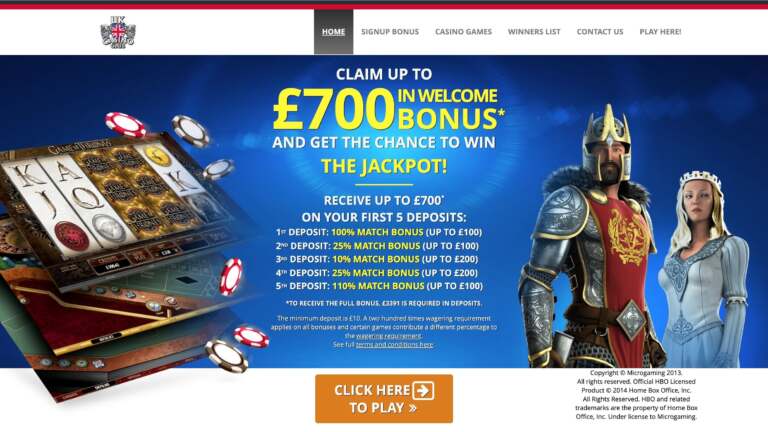 UK Casino Club Bonus : Get $/£ 700 Free on Deposit