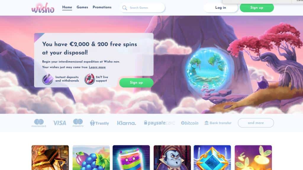 Wisho Casino : 200 Spins + EUR 2,000 on Deposit