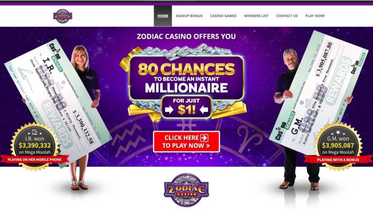 Zodiac Casino Bonus : 80 Spins + $480 Free on Deposit